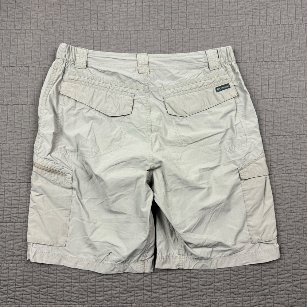Columbia Cargo Shorts Men 34 Light Gray 10" Nylon Outdoors Hiking Fishing Casual - Picture 4 of 10